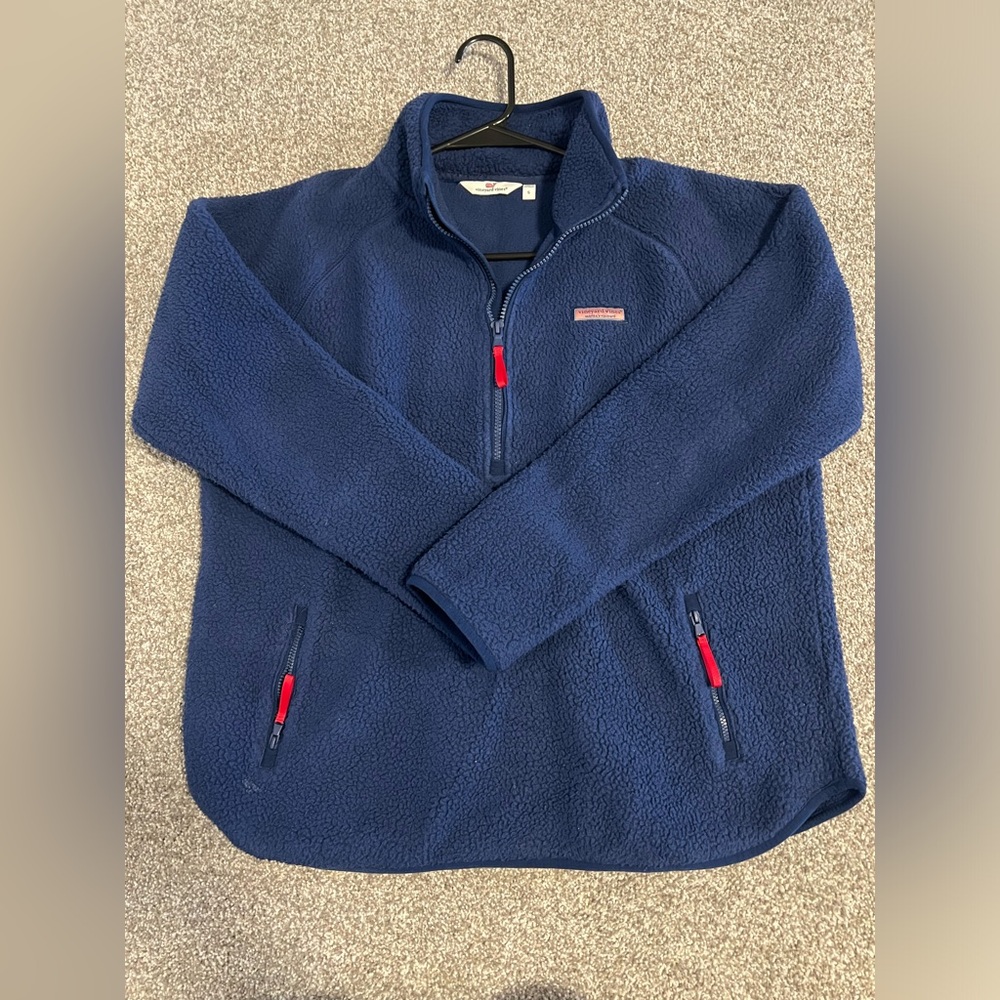 Like New Women’s Navy Vineyard Vines Sherpa Fleece Sz Small 3/4 Zip